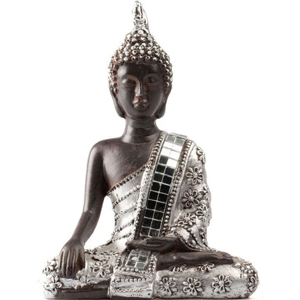 Thaise Boeddha Bhumisparsha (14cm) zilver - Lucky Touch - Bedankjes & Cadeautjes