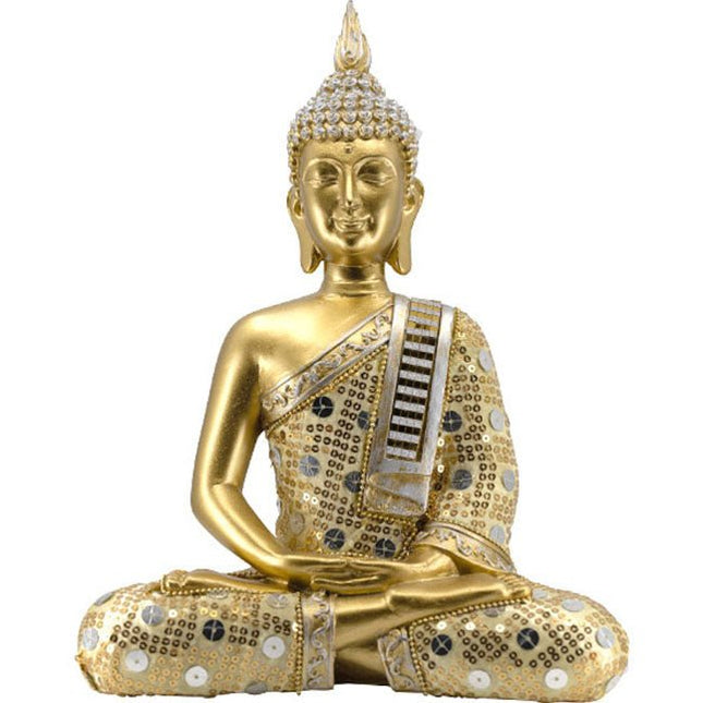 Thaise Boeddha goud en glitter (27cm) - Lucky Touch - Bedankjes & Cadeautjes