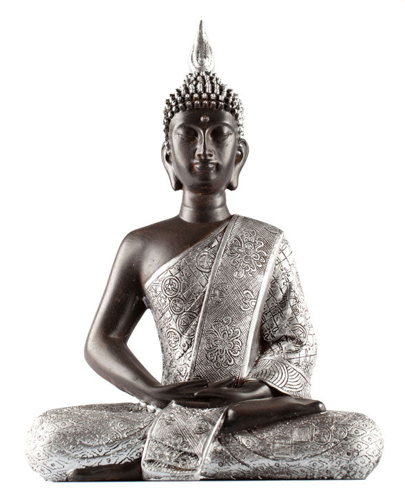 Thaise Boeddha meditatie zwart zilver (30cm)