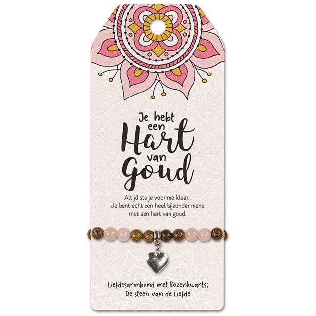 Vriendschapsarmband Hart van Goud - Lucky Touch - Bedankjes & Cadeautjes
