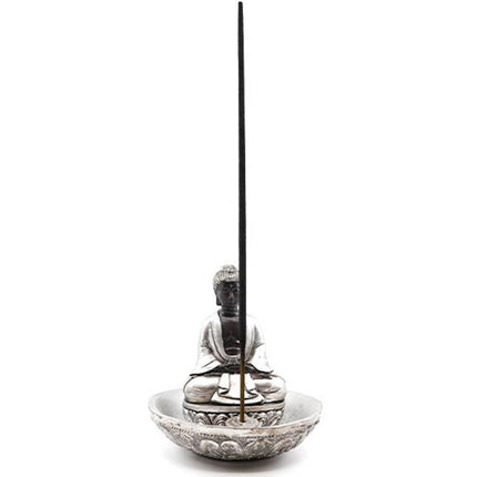 Wierookbrander Boeddha zilver rond - Lucky Touch - Bedankjes & Cadeautjes